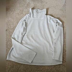 Oiselle Turtleneck, Small, Blue And White Stripe